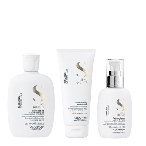 ALFAPARF Kit Shampoo, Acondicionador y Fluido Diamond