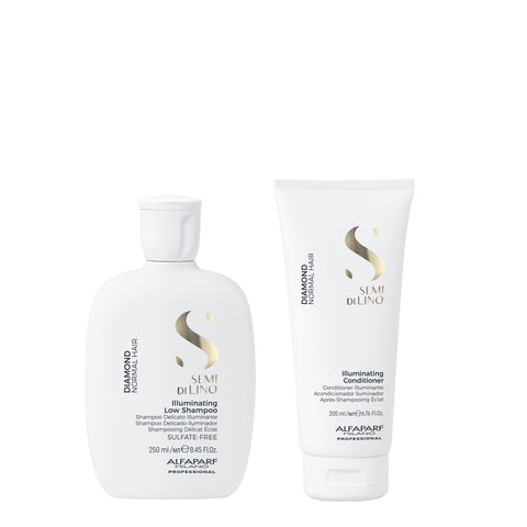 ALFAPARF Kit Shampoo y Acondicionador Diamond Iluminador Semi di lino