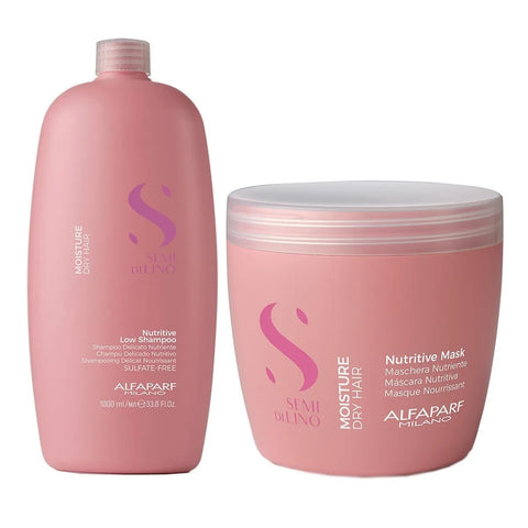 ALFAPARF Kit Shampoo + Mascarilla Nutrición Semi Di Lino XL