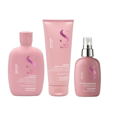 ALFAPARF Kit Shampoo, Acondicionador y Serum Fluido Nutrición Semi di lino