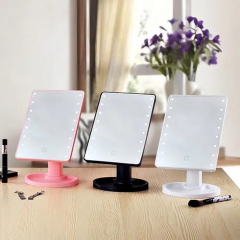 Espejo 16 Luz Led Tactil Maquillaje Usb Portatil Giratorio