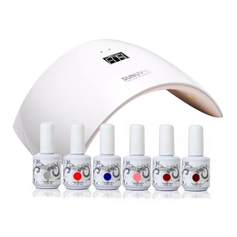 Kit Esmaltado Permanente De Uñas + Lampara Led 24w