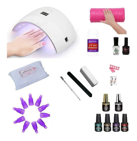Kit Esmaltado Permanente Lámpara Led Uv 42 W, Manicure