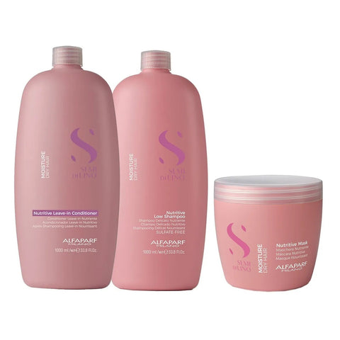 ALFAPARF Kit Shampoo + Acondicionador + Mascarilla Nutrición Semi Di Lino XL