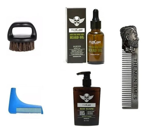 TG Kit Aceite Barba, Peine, Beardbro, Shampoo, Cepillo Barberia