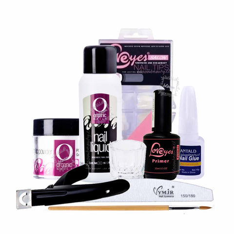 Kit Uñas Acrilicas Organic Nails Polímero sólido Monómero 30 ml