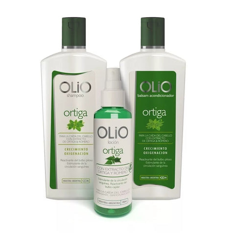 OLIO Pack Shampoo, Acondicionador y Locion Ortiga