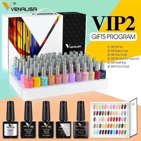 Venalisa® VIP2 Kit Esmaltes Permanente 65 PCS+ Carta