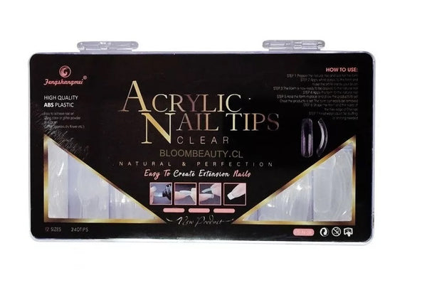 BSNAILS Dual System Nails Tips – COFFIN XL – Caja 240 pcs