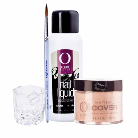 Kit Organic Nails, Monomero 30ml+polimero 7.5g +pincel+ vaso godet