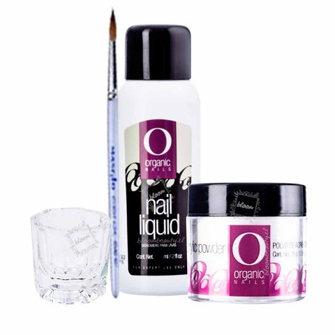 Kit Organic Nails, Monomero 30ml+polimero 7.5g +pincel+ vaso godet