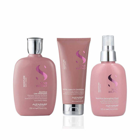 ALFAPARF Kit Shampoo, Acondicionador y Serum Fluido Nutrición Semi di lino